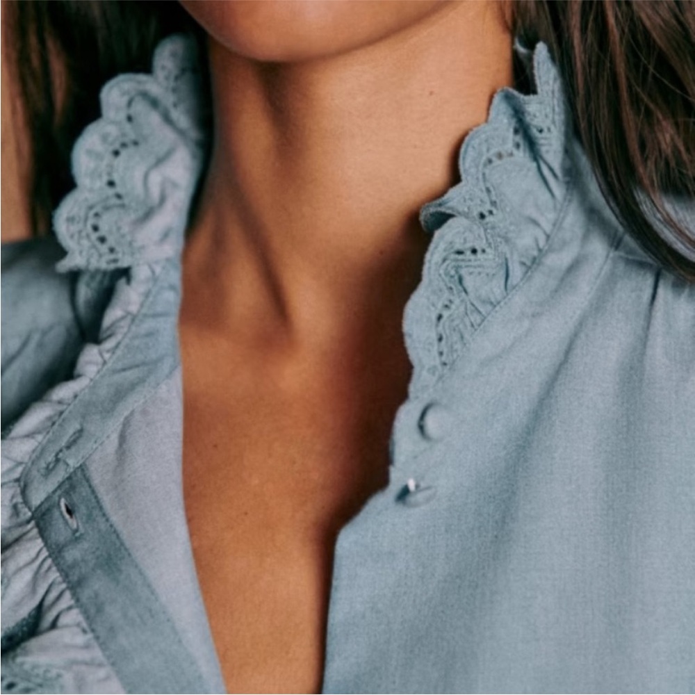 Sezane Chlo Ruffled Button-Down Shirt - Picture 3 of 6